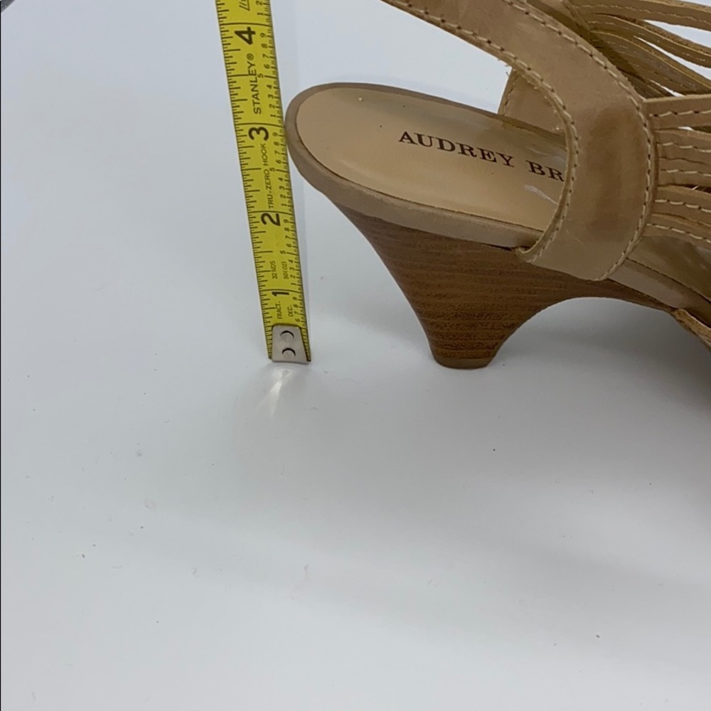 Audrey Brooke Womens Tan Woven Leather Slingback Heel Sandals Size 7-1/2 M - Picture 6 of 9
